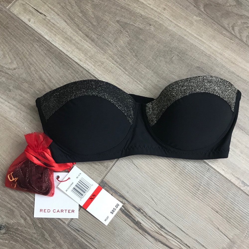 Red Carter Strapless Swim Top XS